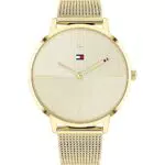 Tommy Hilfiger Orologio Analogico al Quarzo da Donna con Cinturino in Maglia Metallica in Acciaio Inossidabile Dorato - 1782339