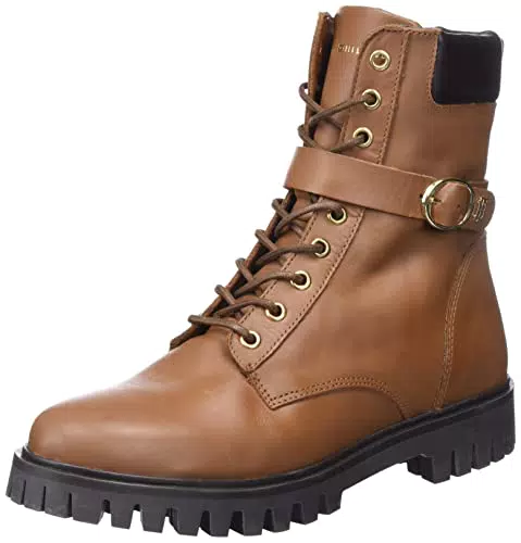 Tommy Hilfiger Stivale Donna Buckle Lace Up Boot in Pelle