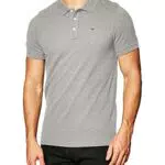 Tommy Jeans Organic Cotton Fine Pique Slim Polo, LT Grey Htr