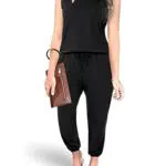 Totatuit Tuta Casual Donna Estiva Due Pezzi Tuta Senza Maniche Canotta e Pantaloni Lunghi Casual con Tasche e Coulisse Estiva