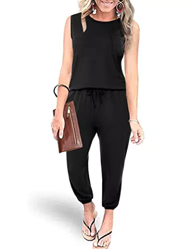 Totatuit Tuta Casual Donna Estiva Due Pezzi Tuta Senza Maniche Canotta e Pantaloni Lunghi Casual con Tasche e Coulisse Estiva
