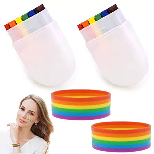Truccabimbi Bandiera Lgbt Arcobaleno Bracciale, Lgbt Accessori Gay Pride Flag Colori 2 Pcs 6 Colori Trucco Bandiera 2 Braccialetto Arcobaleno Lgbtq+ Painting Colori Trucchi Pride Gadget Gay Bracciale