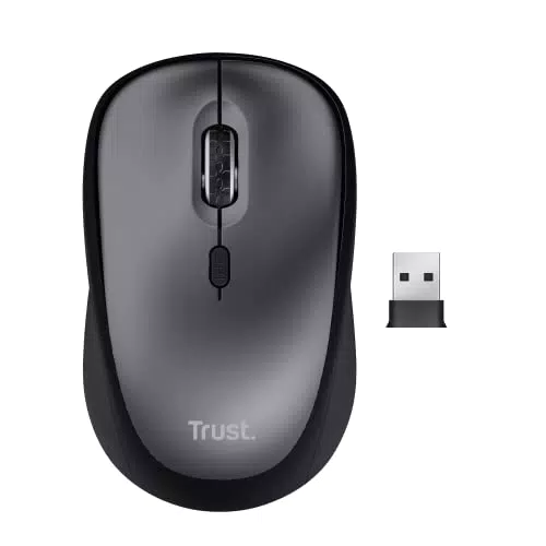 Trust Yvi+ Mouse Wireless Silenzioso con Design Sostenibile, 800-1600 DPI, nero