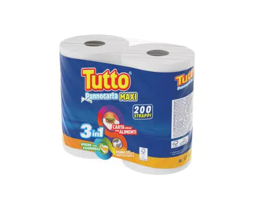 Tutto Pannocarta Maxi 3 in 1, 2 Maxi Rotoli di Carta Multiuso