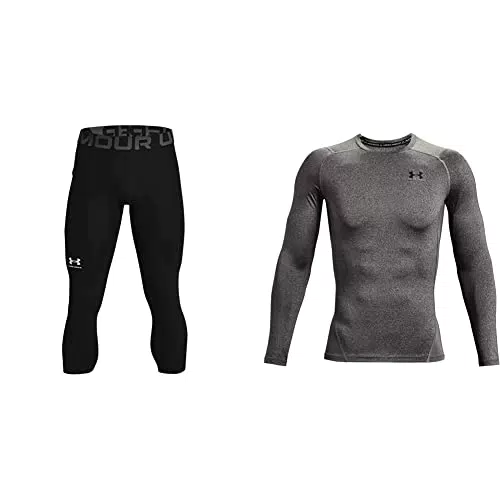 Under Armour UA HG 3/4, Leggings Uomo, Black White, L & HeatGear