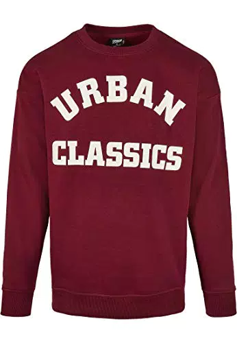 Urban Classics College Print Crew Felpa, Bordeaux
