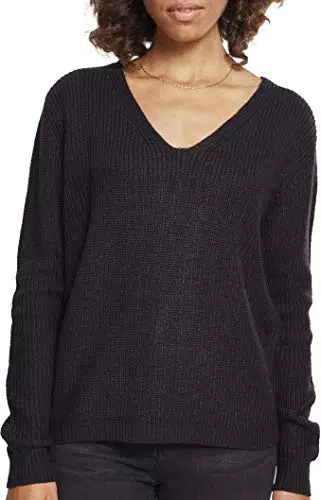 Urban Classics Ladies Back Lace Up Sweater Felpa, Nero