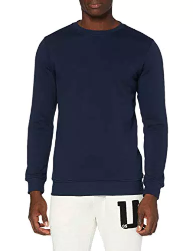 Urban Classics Organic Basic Crew Felpe, Blu Navy