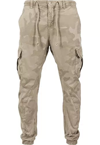 URBAN CLASSICS Pantaloni Cargo da Uomo, Cargo Joggers con Stampa Militare