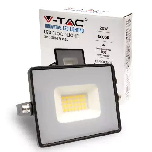 V-TAC Faro LED da Esterno - 20W - - IP65-1620 Lumen - Proiettore Faretto LED Esterno Colore Nero per Casa