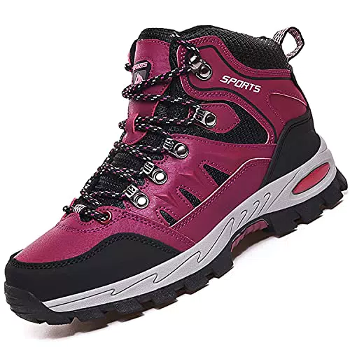 VTASQ Scarpe da Escursionismo Uomo Donna Arrampicata Sportive Impermeabili Traspiranti Passeggiate Stivali per Antiscivolo Sportive All'aperto Scarpe da Escursionismo Rosa Rossa 36EU