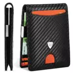 WONSEFOO Portafoglio Uomo Slim RFID Blocking in Fibra di Carbonio con 12 Slot per Carte di Credito