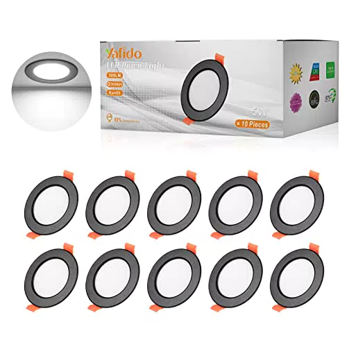 Yafido 10 Pack 5W Foco Empotrable Regulable 85-265V 500Lm Downlight Redondo 6000K led Spot Ø98*30mm