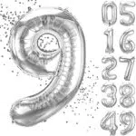 YuSaug Compleanno Palloncino Numero, 40 Palloncino Foil Da 0 a 9 Palloncino Elio Argento