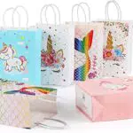 24 Pezzi Sacchetti Regalo, Mooklin Unicorno e Sirena Buste Regalo con Manici Sacchetti di Carta Confezioni Regalo Sacchetti Regalo per Natale
