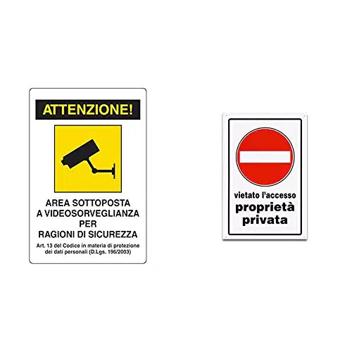 2x Cartello Videosorveglianza + 2x Cartello Proprietà Privata