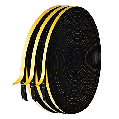 AiQInu Guarnizione Finestra Autoadesiva, 3 Rotoli 6x3mm 15m Schiuma Nastro Paraspifferi Porta