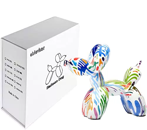alslovkar Scultura per cani con palloncino, decorazione per cani in resina