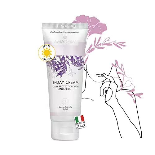 AMADERM E-DAY Crema Viso Idratante Giorno - MADE IN ITALY Effetto Antiossidante e Anti-Foto Invecchiamento con Protezione Solare SPF
