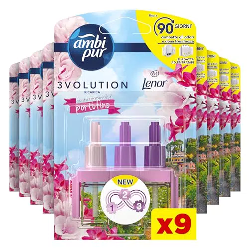 Ambi Pur 3Volution Profumatore per Ambienti, 9 Ricariche, Fragranza Portofino