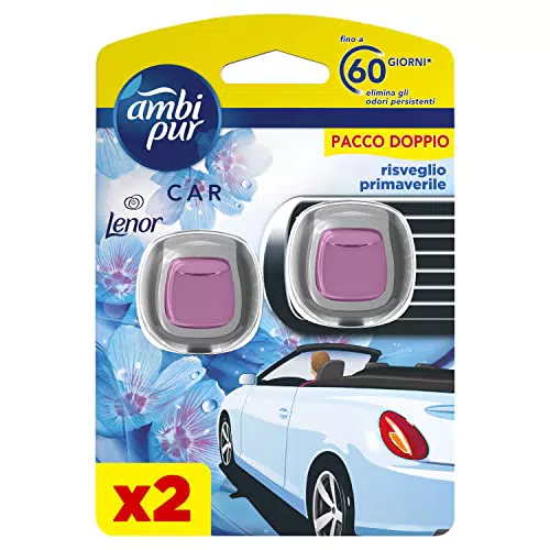 Ambi Pur Profumatore Auto, 2 Deodoranti Auto, Fragranza Risveglio Primaverile
