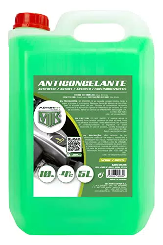 Antigelo/Refrigerante Motore MTK 10%, -4°C, Verde, 5 Litri