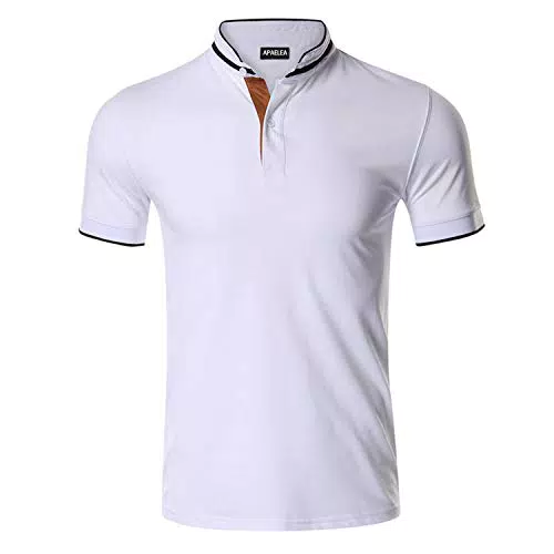 Polo da Uomo a Manica Corta, Bianco, XXL