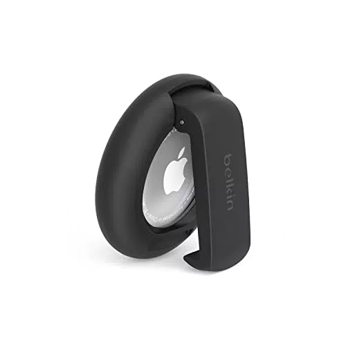 Belkin Custodia con clip per AirTag Apple, guscio protettivo Secure Holder con anello portachiavi