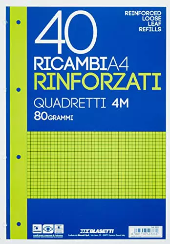 Blasetti Ricambi Rinforzati, Rigatura 4M, Confezione da 40 fogli