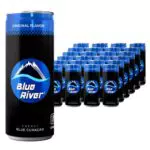 BLUE RIVER Energy Drink Confezione 24 Lattine I Un Sapore Unico al Colore Blu Curaçao I Bevanda Energetica Naturale I Bassa Quantità di Zucchero e Calorie I Senza Caffeina né Taurina I Vitamina B