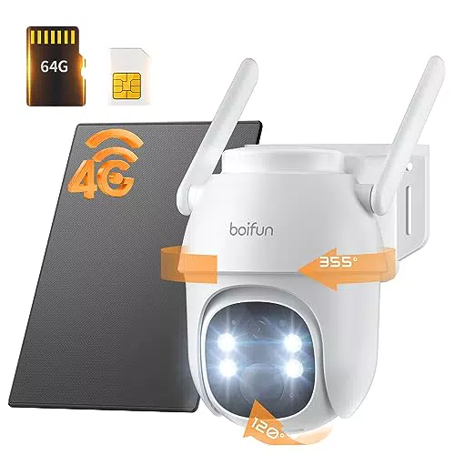 BOIFUN Telecamera Esterno No Wifi, 3G/4G Telecamere Senza Fili Da Esterno