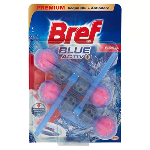 Bref Bref WC Blue Activ+ Floral, Detergente Profumatore WC in Pastiglie Igienizzante Bagno