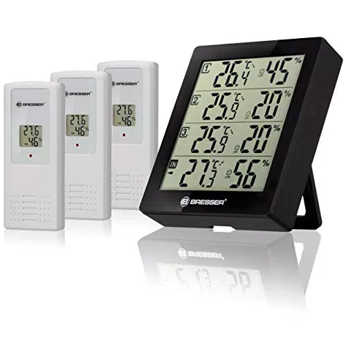 Bresser 7000020CM3000 Temeo Hygro Quadro Termometro e Igrometro per 4 Punti di Misura