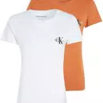Calvin Klein Jeans 2-PACK MONOLOGO SLIM TEE, Donna, Bright White / Burnt Clay