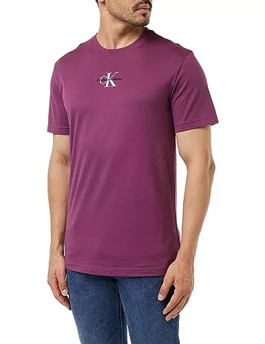 Calvin Klein Jeans Maglietta Monologo Regular S/S, Amaranth