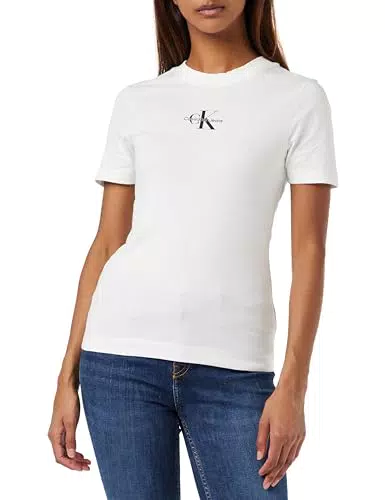 Calvin Klein Jeans Maglietta Monologo Slim Fit S/S, Bright White
