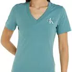 Calvin Klein Jeans MONOLOGO SLIM V-NECK TEE, Donna, Arctic