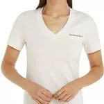 Calvin Klein Jeans MONOLOGO SLIM V-NECK TEE, Donna, Ivory
