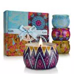 Candele Profumate Set da 4 Pezzi in Latta 500g Cera di Soia con Fragranza di Fiori Lavanda Fico per la Casa Aromaterapia per lei