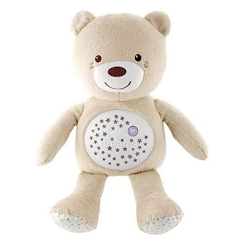 Chicco First Dreams Orsacchiotto Peluche Baby Bear, Soffice Pupazzo Proiettore con Luce Notturna Bambini