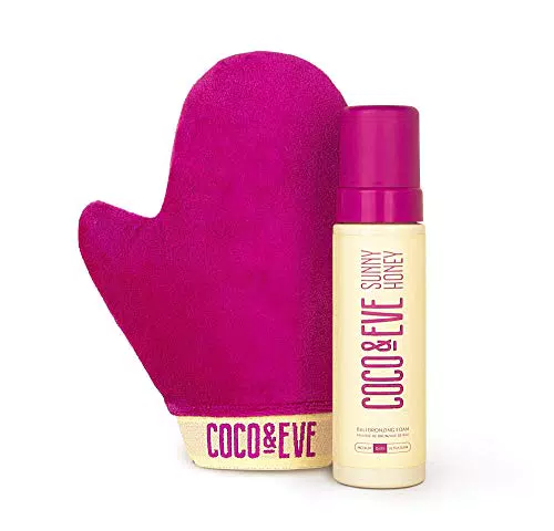 Coco & Eve Sunny Honey Mousse autoabbronzante naturale - Set abbronzante Bali con guanto autoabbronzante