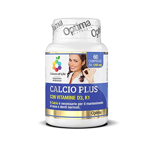 Colours Of Life Calcio Plus - Integratore di Calcio - per Mantenimento di Ossa e Denti - Senza Glutine e Vegano