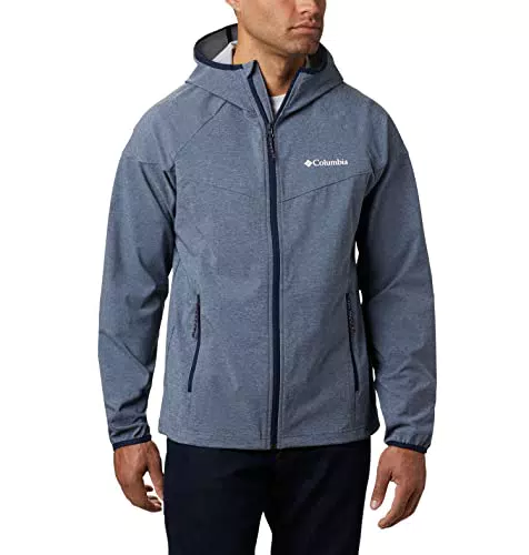 Columbia Heather Canyon Giacca Softshell con cappuccio Uomo, grigio/azzurro, M