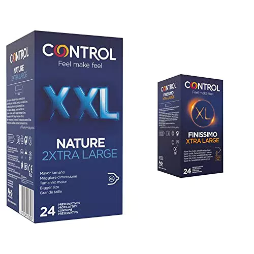 CONTROL Nature XXL Preservativi taglia double extra large - 24 profilattici & Finissimo Xl Preservativi Super Sottili 0.05 mm Extra Large - 24 Profilattici