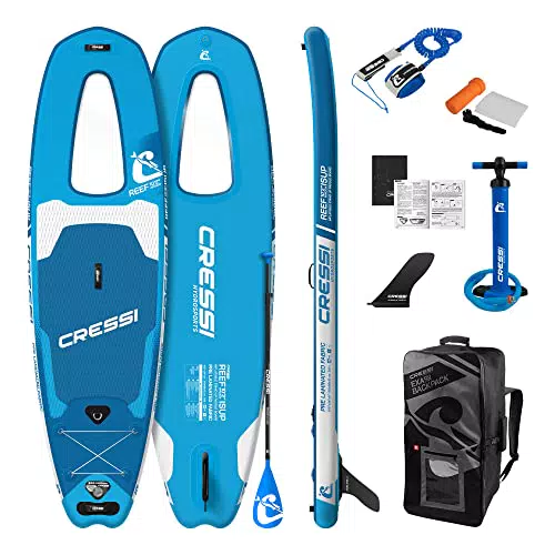 Cressi Isup Complete Set - Reef Window Kit Tavola SUP Facile da gonfiare Completo di Tutti gli Accessori Necessari per Uso e Trasporto