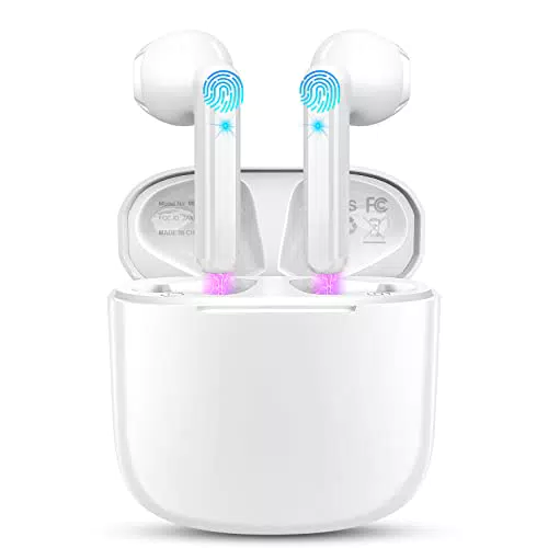 Cuffie Bluetooth, Auricolari Bluetooth 5.3, bianco