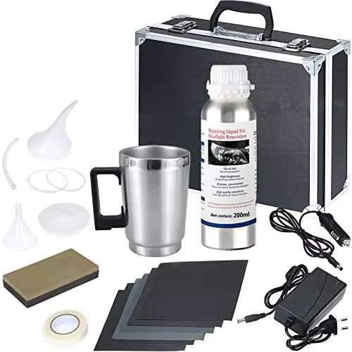Dahudtin Kit Lucidatura Fari, Rinnova Fari Auto con 200ML Polimero Liquido Fari per Lucida Fari Auto