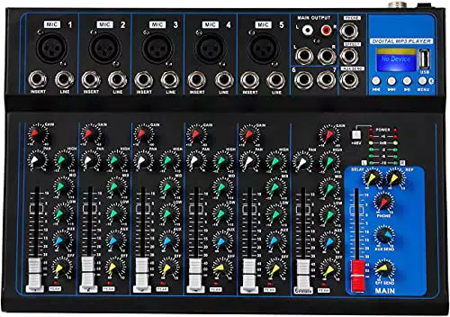 Depusheng HT7 Mixer audio portatile Bluetooth con console di missaggio audio DJ USB 7-Channel Band Mixing Boards Jack MP3 Alimentazione 48V