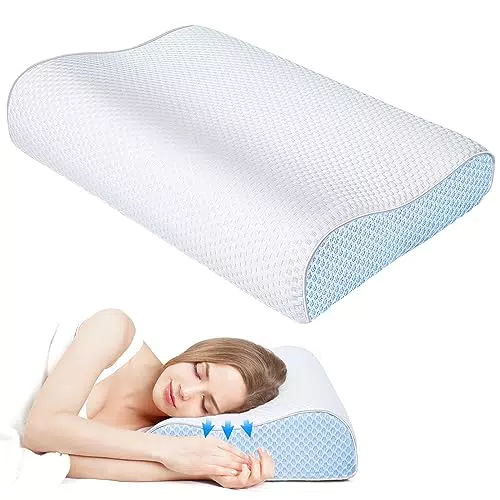 DIKI Cuscino Cervicale per Dormire Memory Foam Cuscino Ortopedico Cervicale Collo Ergonomico Anallergico Federa in Bamboo Lavabile