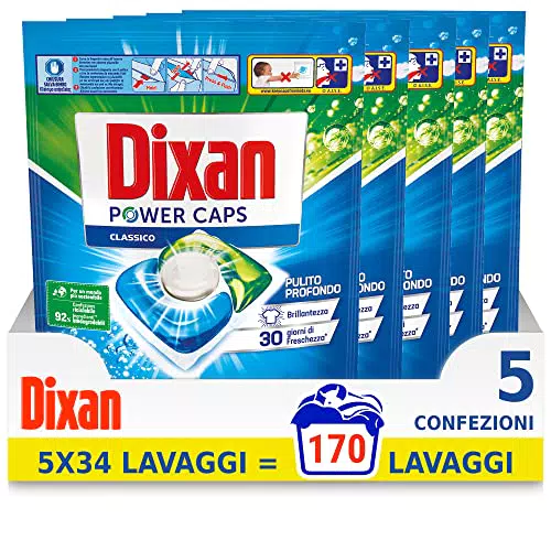 Dixan Power Caps Classico, Detersivo Lavatrice in Capsule, 170 lavaggi